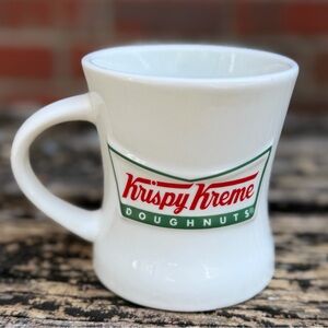 Krispy Kreme Doughnuts White Raised Logo 14oz Double Sided Ceramic Coffee Mug